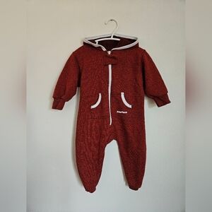 Polar Piece Cozy Red Hooded Jumpsuit